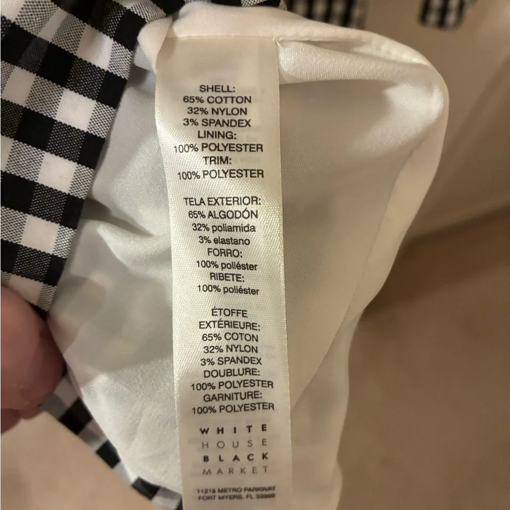 White House Black Market Black and White Gingham Trench Coat- like new . - Picture 10 of 10
